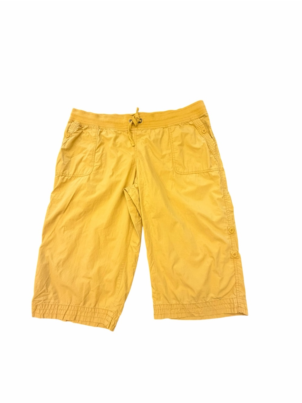 Medina Women's Drawstring‎ Crop Pants Roll Tab Shorts Warm Yellow Size XXL